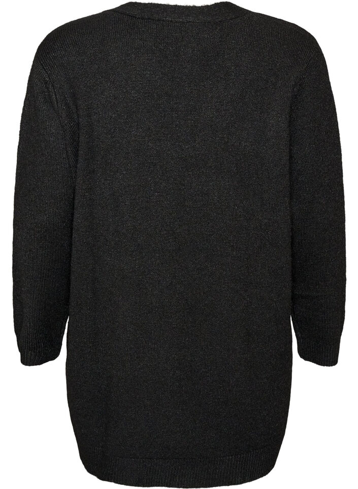 Lange Strickjacke mit Taschen, Schwarz, Packshot image number 1