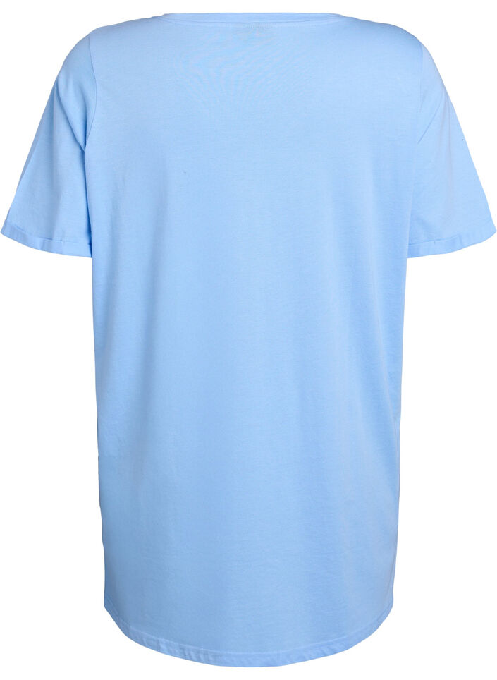 Einfarbiges Oversize T-Shirt mit V-Ausschnitt, Blau, Packshot image number 1