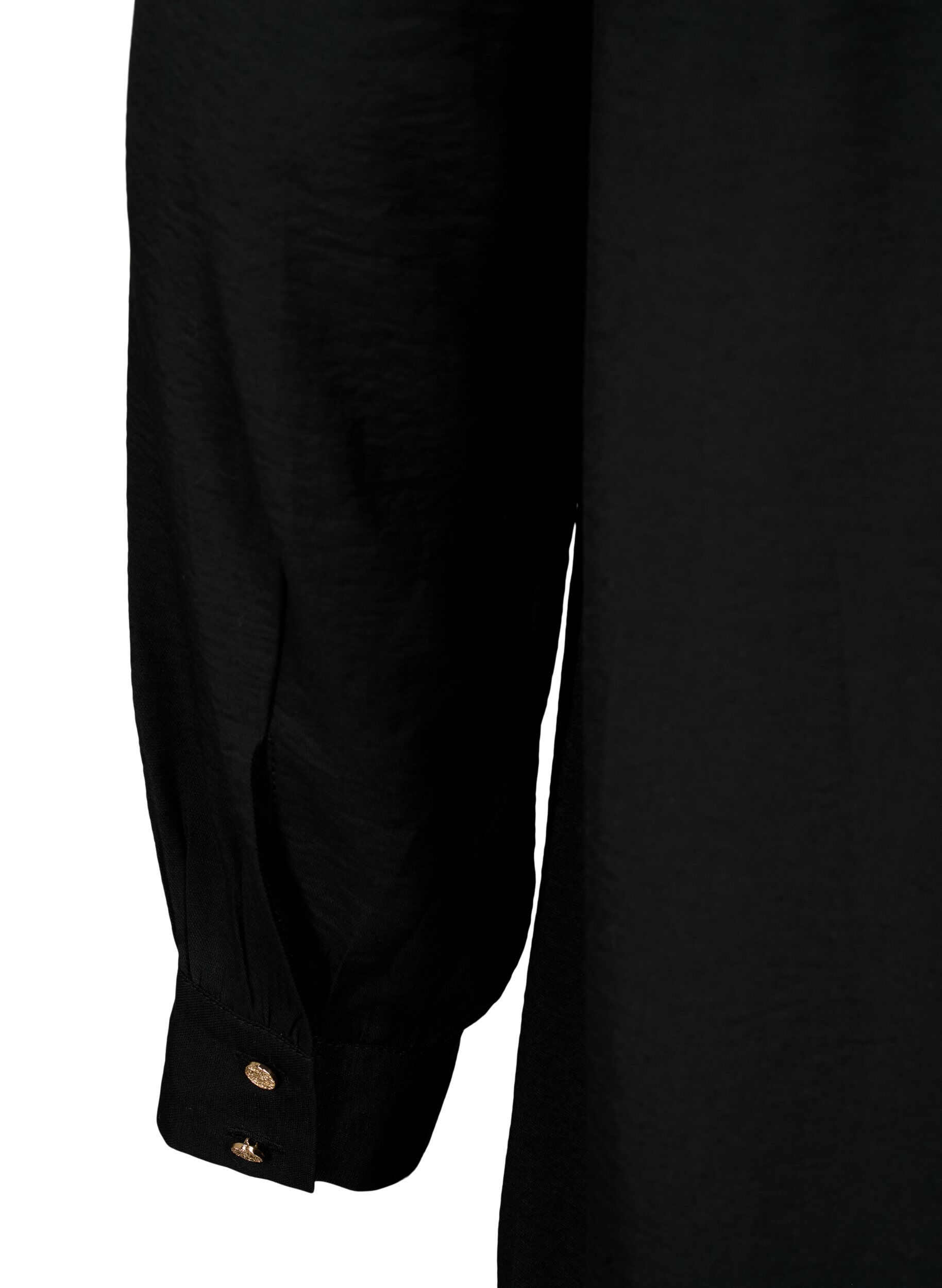 Zizzi Kurzes Kleid mit R&uuml;schenkragen, Black, Packshot image number 3