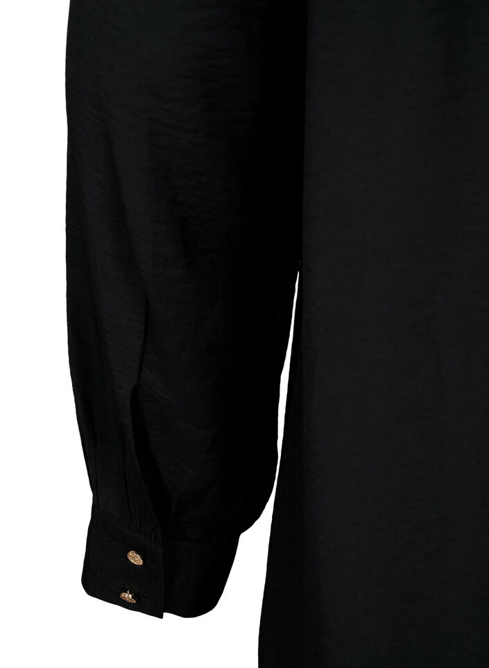 Kurzes Kleid mit Rüschenkragen, Black, Packshot image number 3