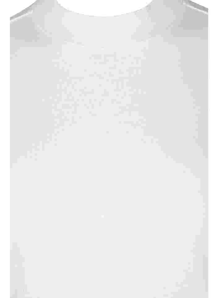 Hochgeschlossene Baumwollbluse mit halben Ärmeln, Bright White, Packshot image number 2