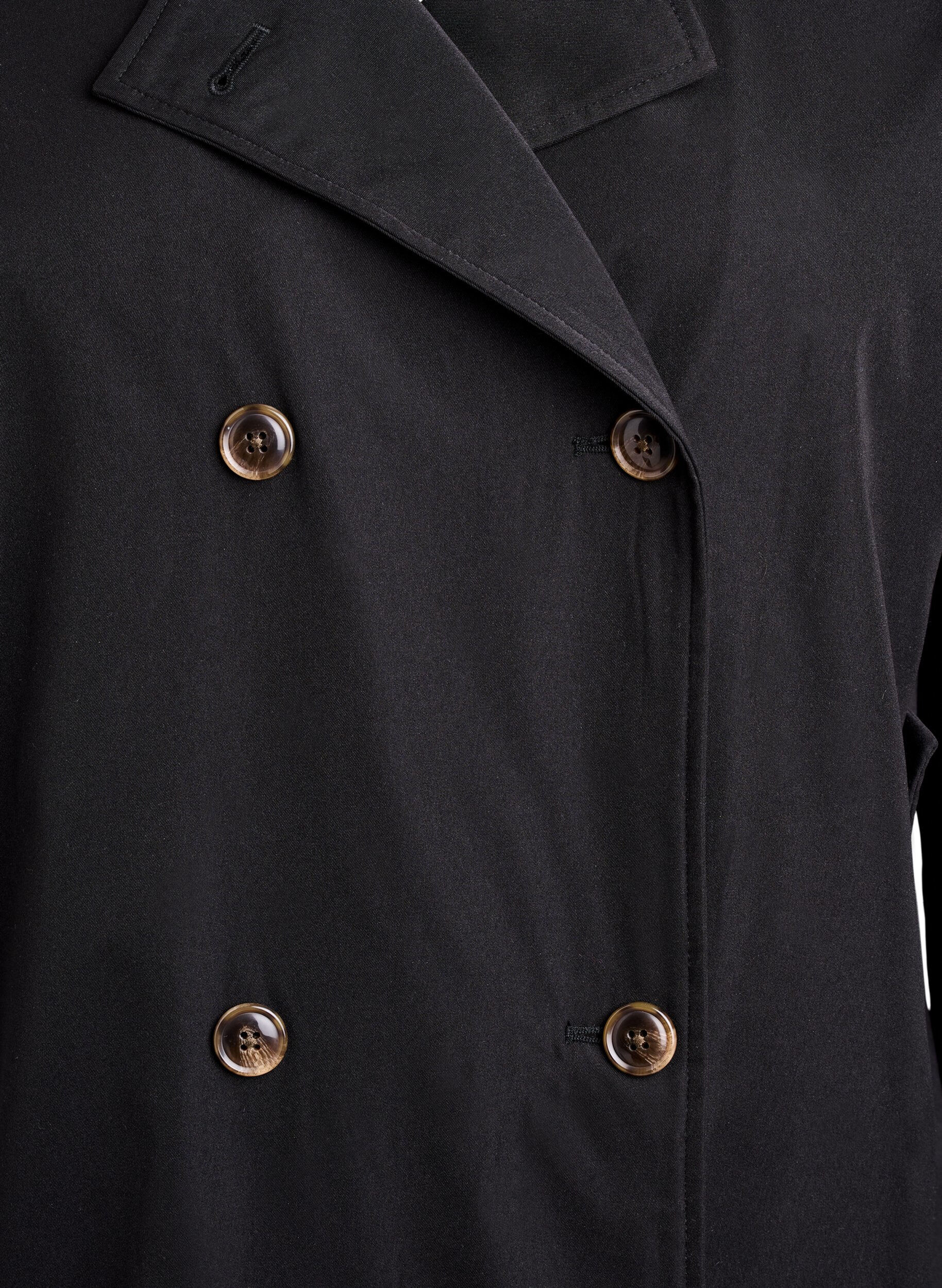 Zizzi Kurzer Trenchcoat mit Taschen, Schwarz, Packshot image number 2