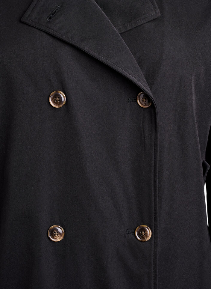 Kurzer Trenchcoat mit Taschen, Schwarz, Packshot image number 2