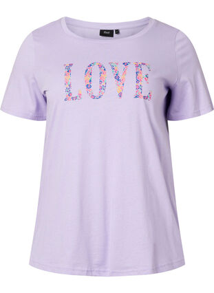 T-Shirt aus Baumwolle mit Rundhalsausschnitt und Print, Lavender W. Love, Packshot image number 0
