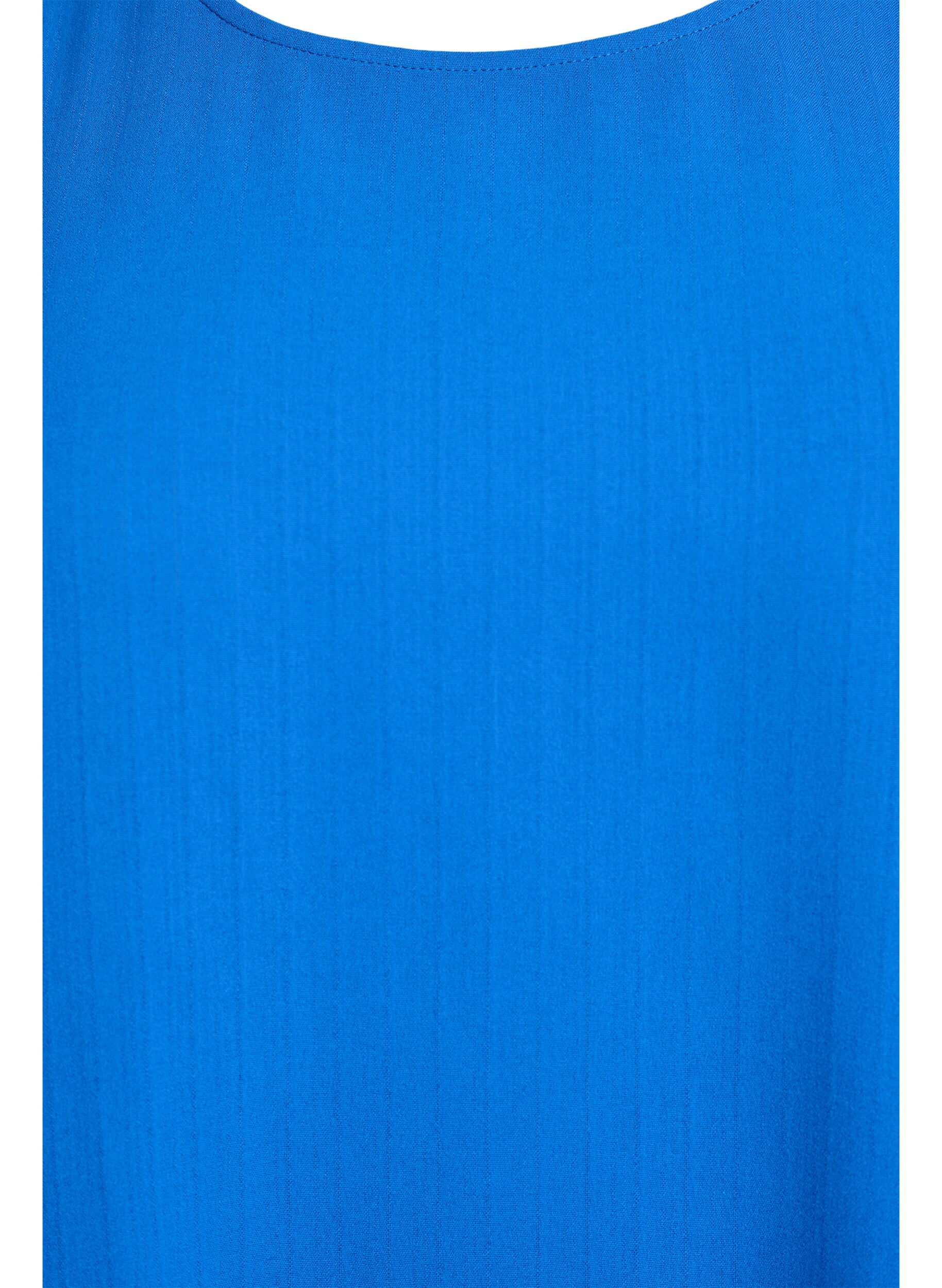 Zizzi Kurz&auml;rmelige Bluse mit Rundhalsausschnitt, Blau, Packshot image number 2