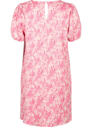 Kleid mit kurzen Puffärmeln, Chateau Rose AOP, Packshot image number 1