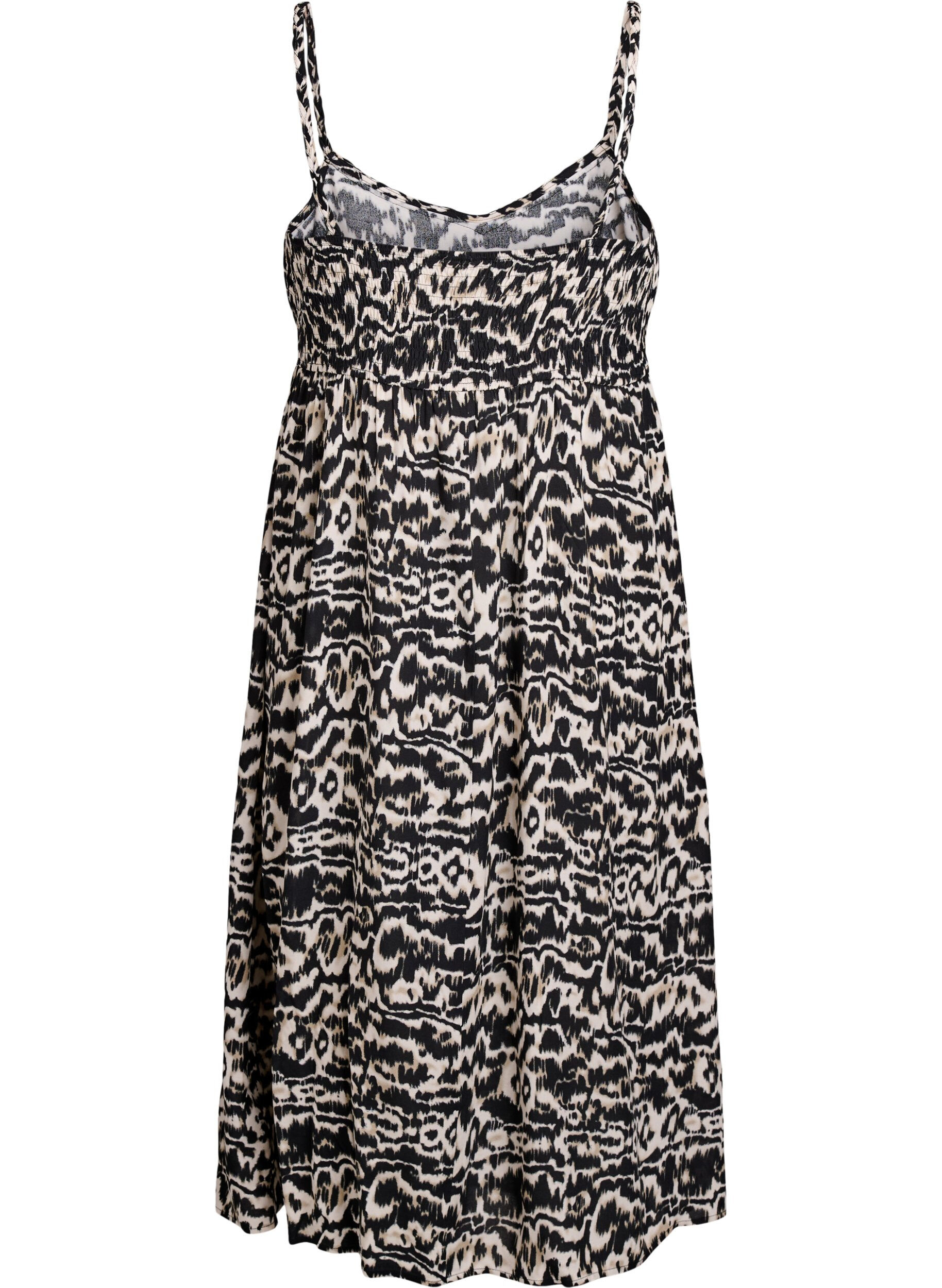 Zizzi Midi-Tr&auml;gerkleid mit gesmoktem R&uuml;ckenteil, Schwarz, Packshot image number 1