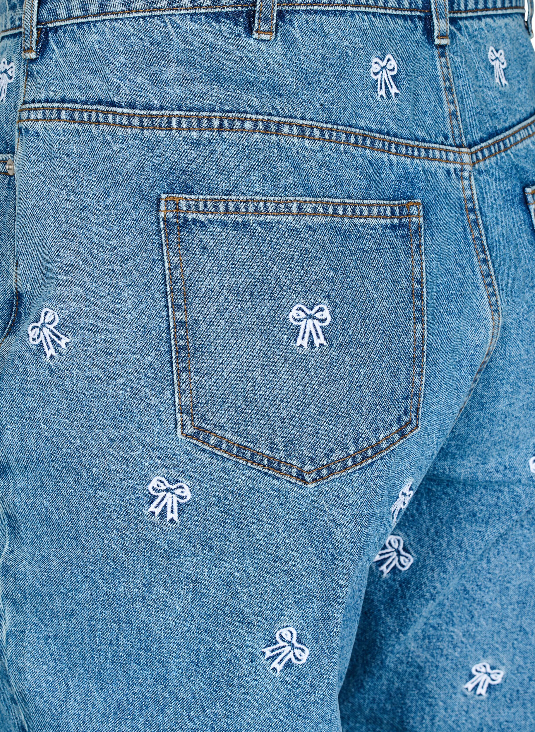 Zizzi Mille Mom Fit Jeans mit Stickerei, Blau, Packshot image number 3