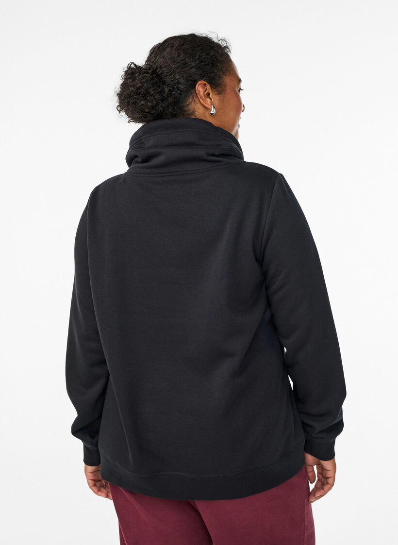 Sweatshirt mit Stehkragen und Taschen, Schwarz, Model image number 2