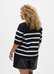 Gestreiftes Stricktop mit kurzen &Auml;rmeln, Schwarz, Model image number 2
