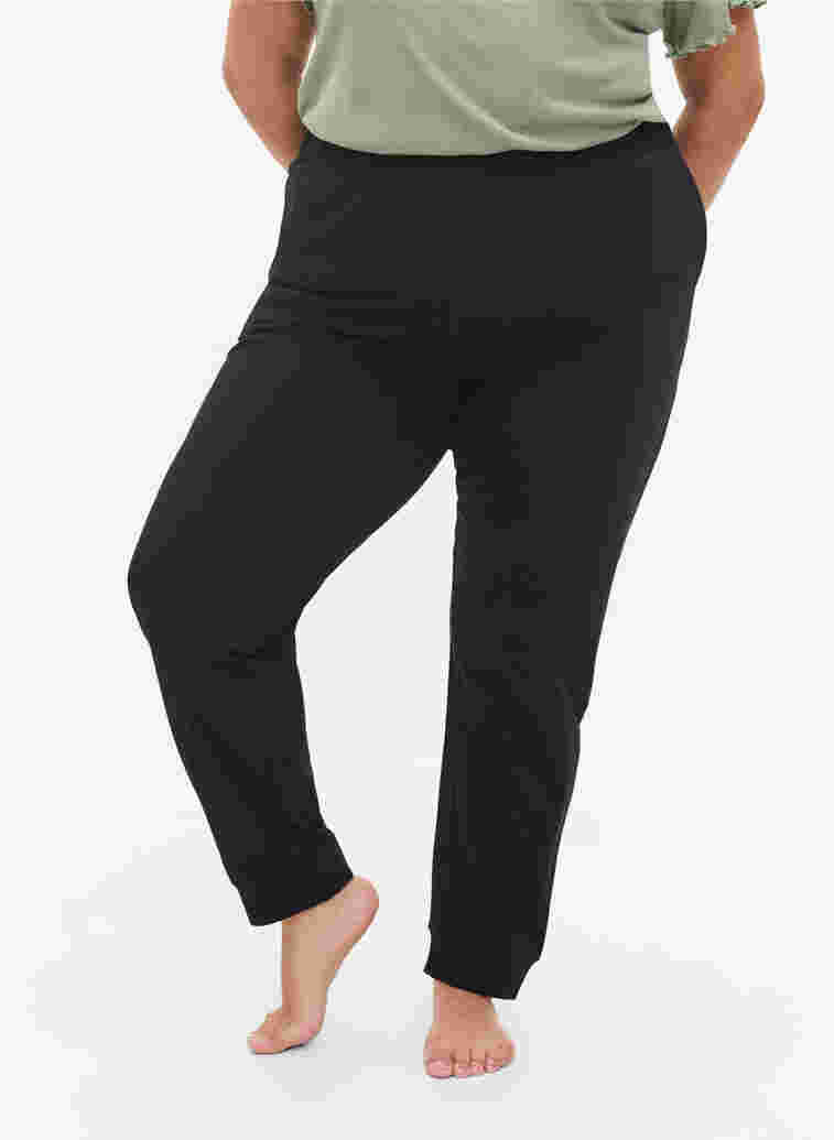 Pyjamahose aus Baumwolle, Black, Model image number 1