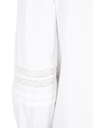 Bluse mit Ruffles und Lace Trim, Bright White, Packshot image number 3