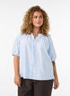 Hemdbluse mit Knopfleiste und Bindeg&uuml;rtel, Blau, Model image number 0