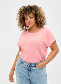 Melange T-Shirt mit kurzen Ärmeln, Living Coral Mel., Model