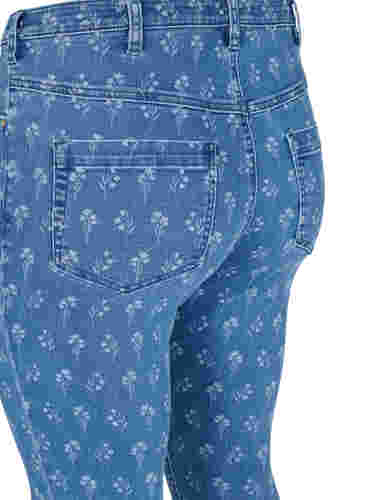 Super Slim Amy Jeans mit Blumendruck, Blue denim, Packshot image number 3