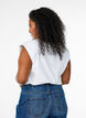 Ärmellose Jerseybluse mit Schulterpolstern., Weiß, Model image number 2