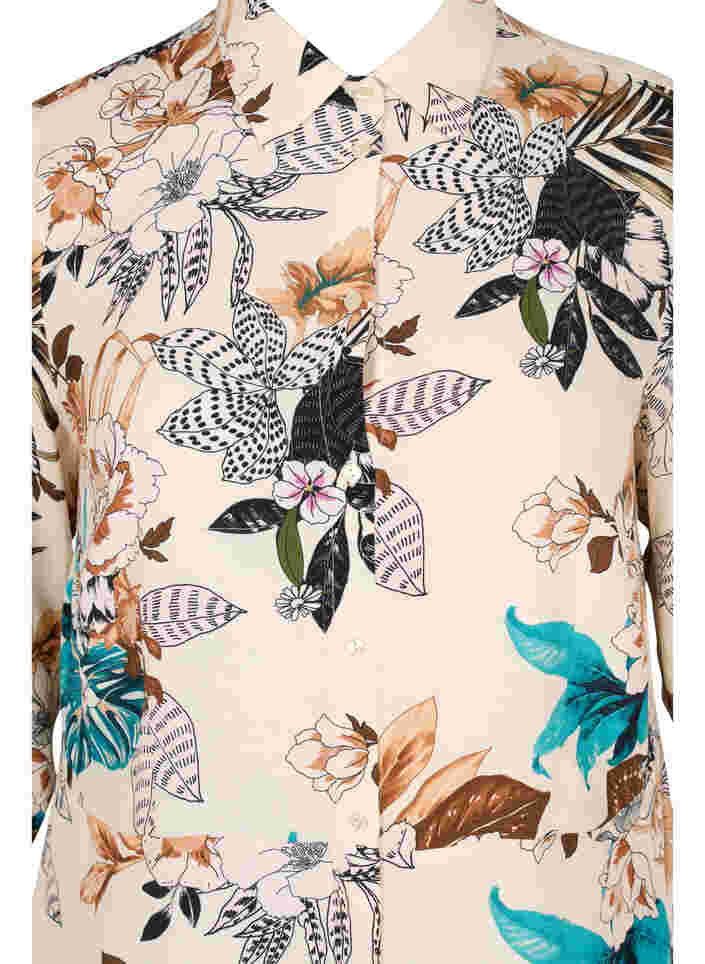 Hemdkleid aus Viskose mit Blumendruck, Brown Flower AOP, Packshot image number 2