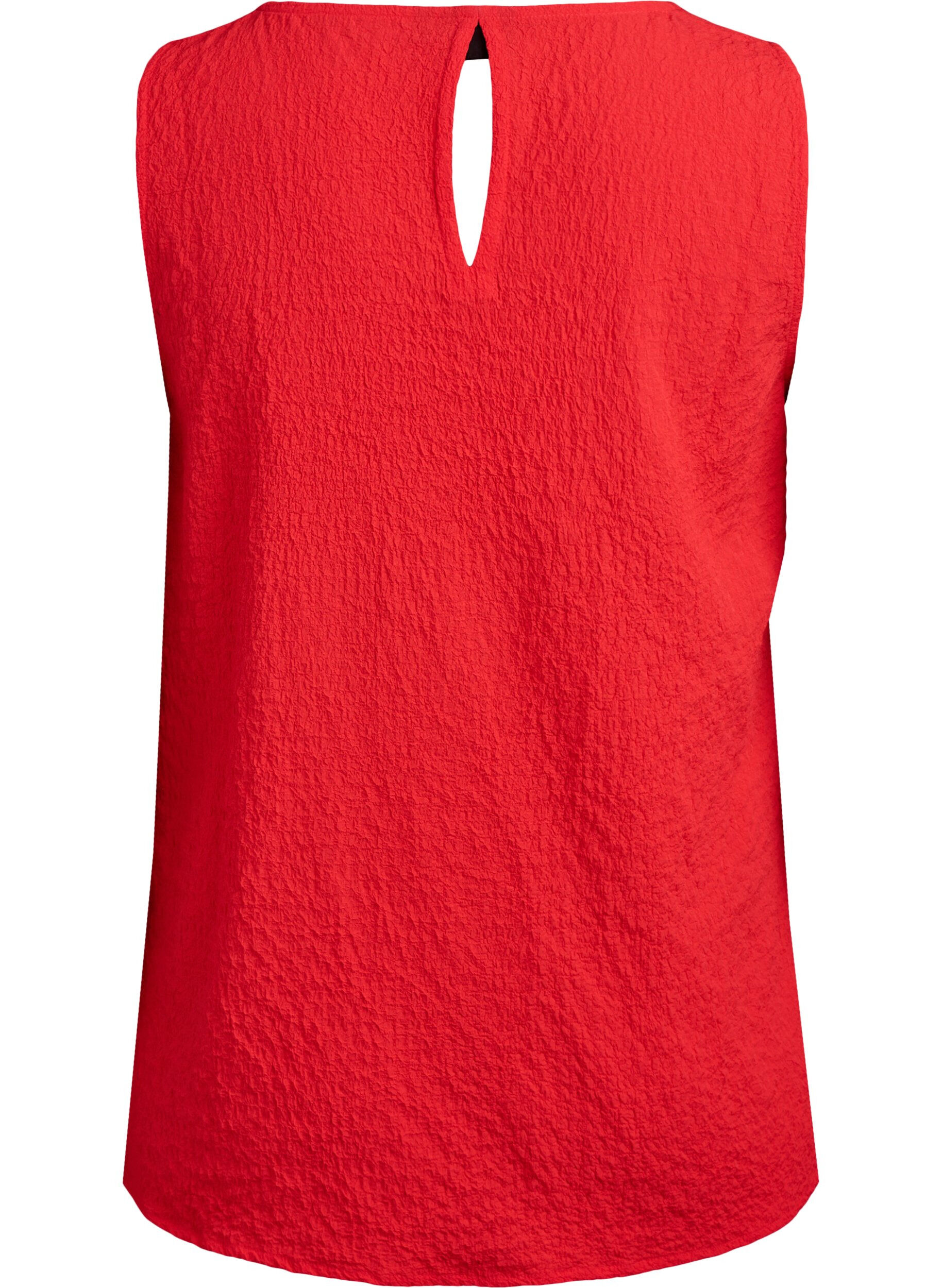 Zizzi&Auml;rmelloses Top mit Struktur, Rot, Packshot image number 1