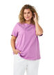 T-Shirt aus Bio-Baumwolle mit Lochstickerei, Lila, Model image number 1