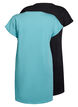 2er-Pack T-Shirt-Kleid mit kurzen Ärmeln, Blau, Packshot image number 1