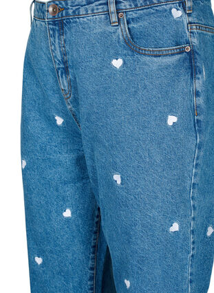 Mille Mom Fit Jeans mit Stickerei, Light Blue Heart, Packshot image number 2