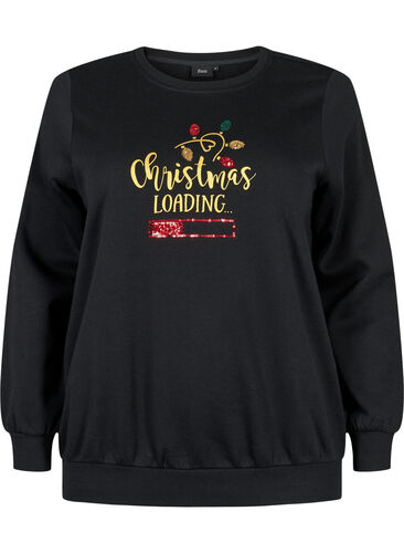 Weihnachts-Sweatshirt, Black LOADING, Packshot image number 0