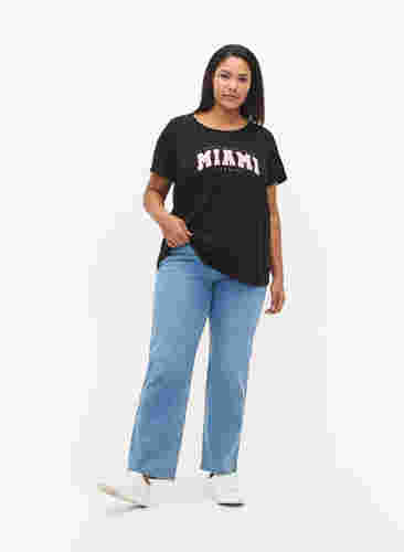 Baumwoll-T-Shirt mit Print-Detail, Black MIAMI, Model image number 2