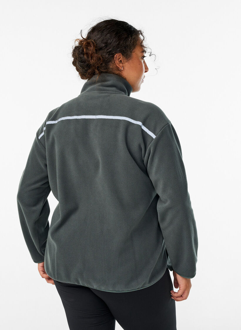 Fleecejacke mit Reißverschluss und Reflektorband , Grün, Model image number 2