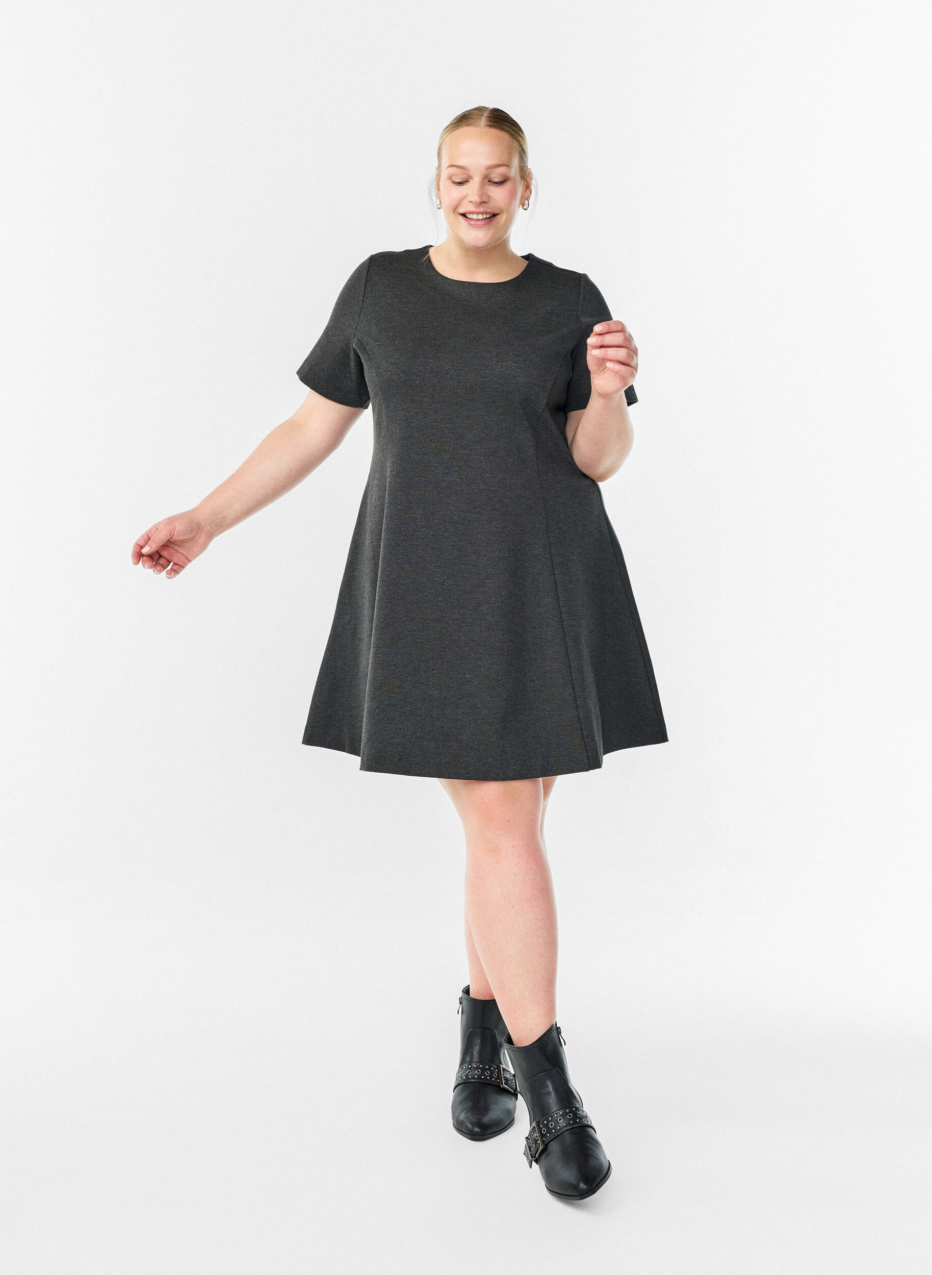 ZizziKurzes A-Linien Kleid aus Jersey, Grau, Image image number 0