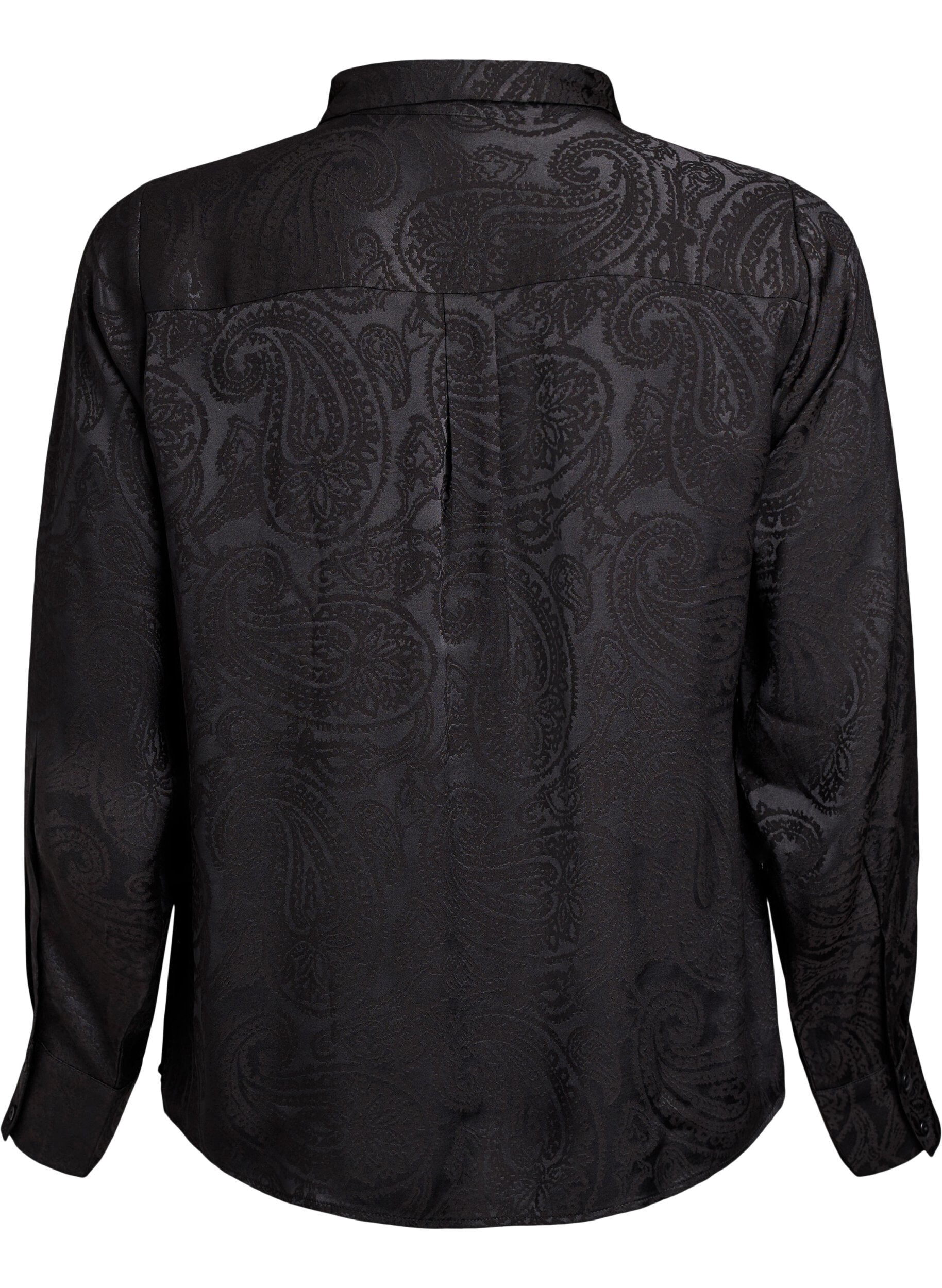 Zizzi Bluse mit Ton-in-Ton Paisleymuster, Schwarz, Packshot image number 1