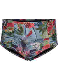 Hochtaillierte Bikini-Hose mit Blumenprint