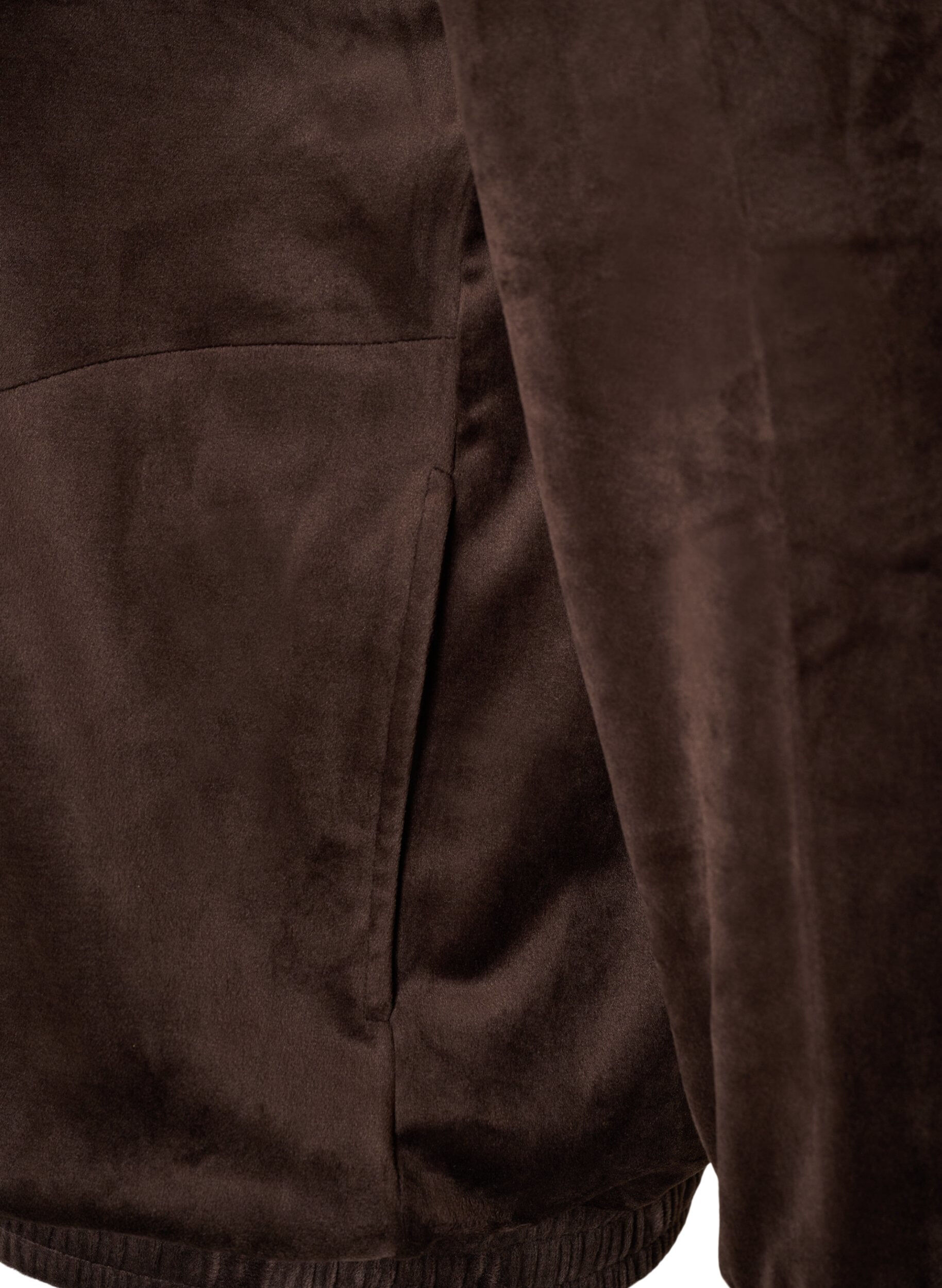 ZizziWeicher Cardigan aus Velours mit Rei&szlig;verschluss und hohem Kragen, Braun, Packshot image number 3