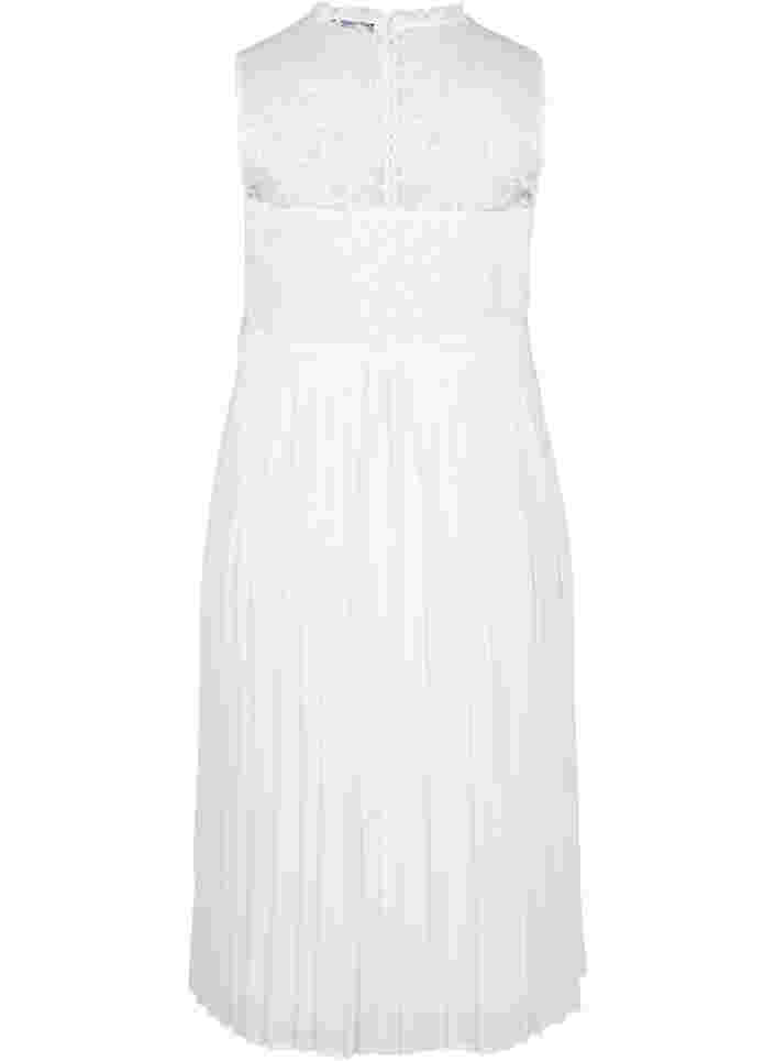 Ärmelloses Brautkleid mit Spitze und Plissé, Star White, Packshot image number 1