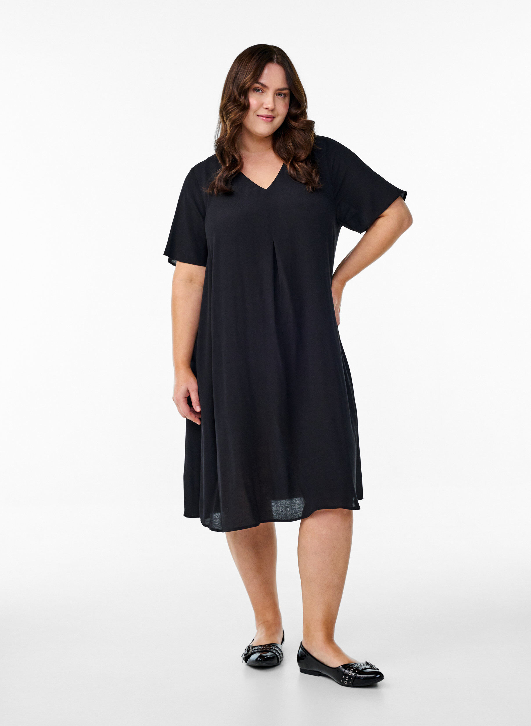 Zizzi A-Linien-Kleid aus Viskose, Schwarz, Model image number 1