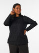 Bluse aus Jersey mit welliger Struktur, Schwarz, Model image number 0