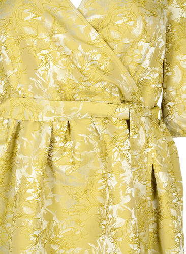 Kurzes Wrap-Kleid mit 3/4-Ärmeln, Pear Liqueur, Packshot image number 2