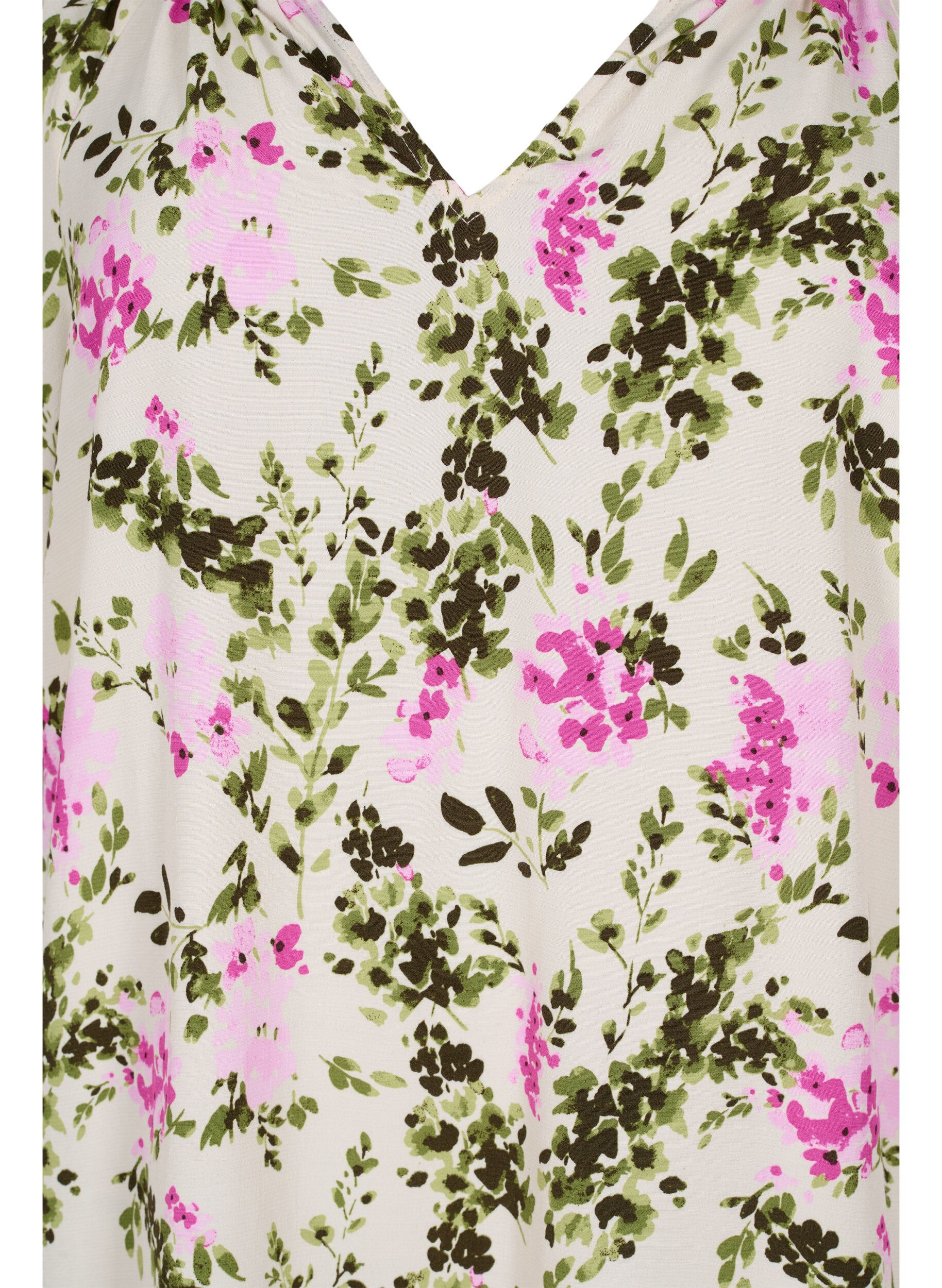 Zizzi Viskosebluse mit kurzen &Auml;rmeln, Green Pink AOP, Packshot image number 2