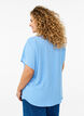 Bluse mit kurzen Ärmeln und einem Rundhalsausschnitt, Blau, Model image number 2