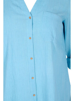 Bluse mit 3/4-Ärmeln und Knöpfen, Alaskan Blue, Packshot image number 2
