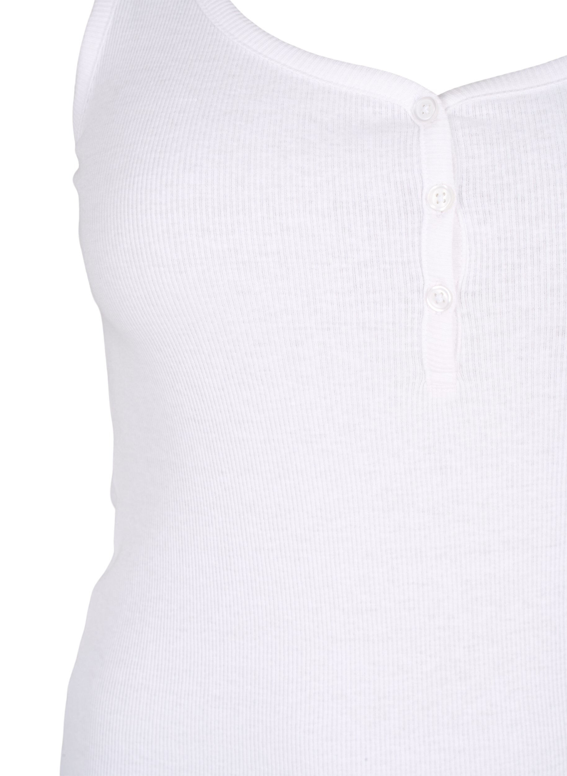 Zizzi Geripptes Tanktop mit Kn&ouml;pfen, Bright White, Packshot image number 2