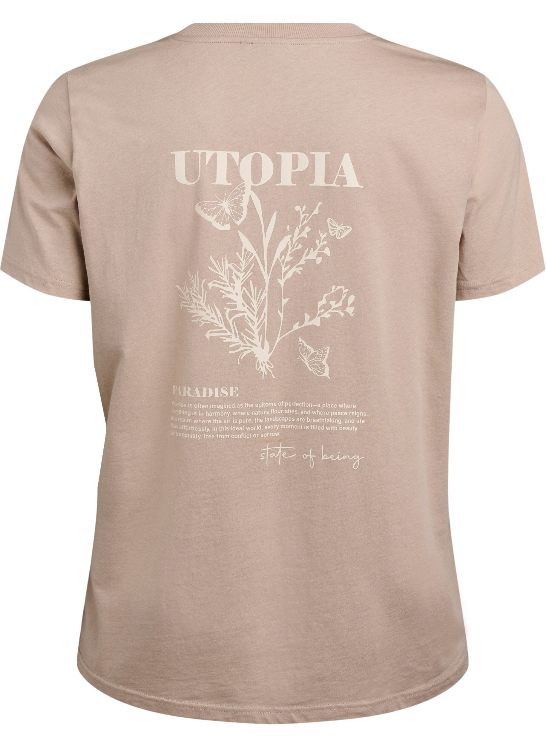 Zizzi T-Shirt mit Textaufdruck und Rundhalsausschnitt, Braun, Packshot image number 1