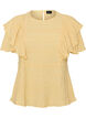 Bluse mit gesmokter Textur und R&uuml;schen&auml;rmeln, Gelb, Packshot image number 0