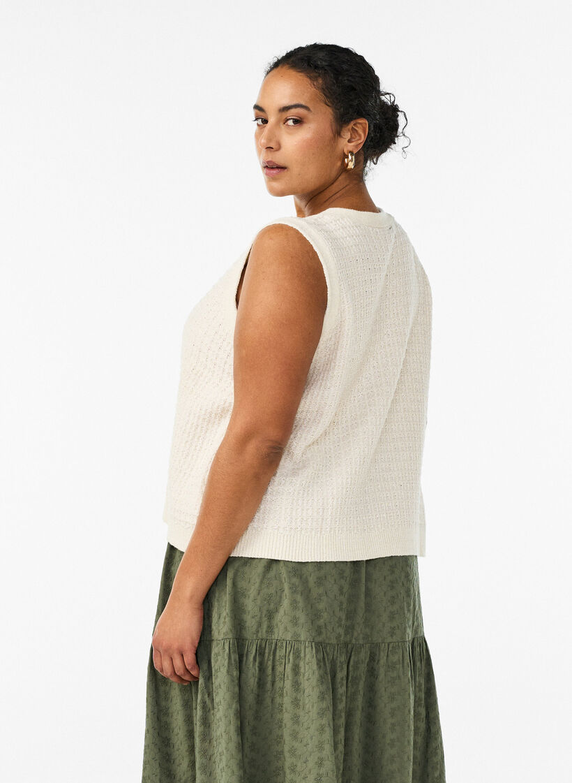 Weste aus strukturiertem Strick mit Bindeg&uuml;rtel, Vanille, Model image number 2