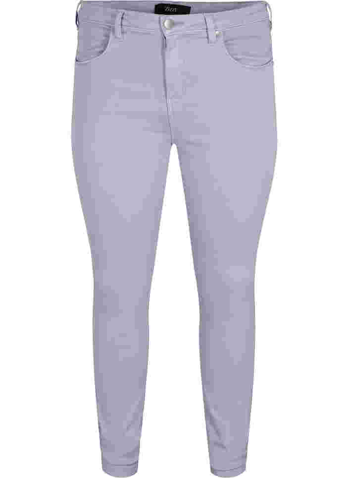 Super Slim Amy Jeans mit hoher Taille, Lavender, Packshot image number 0