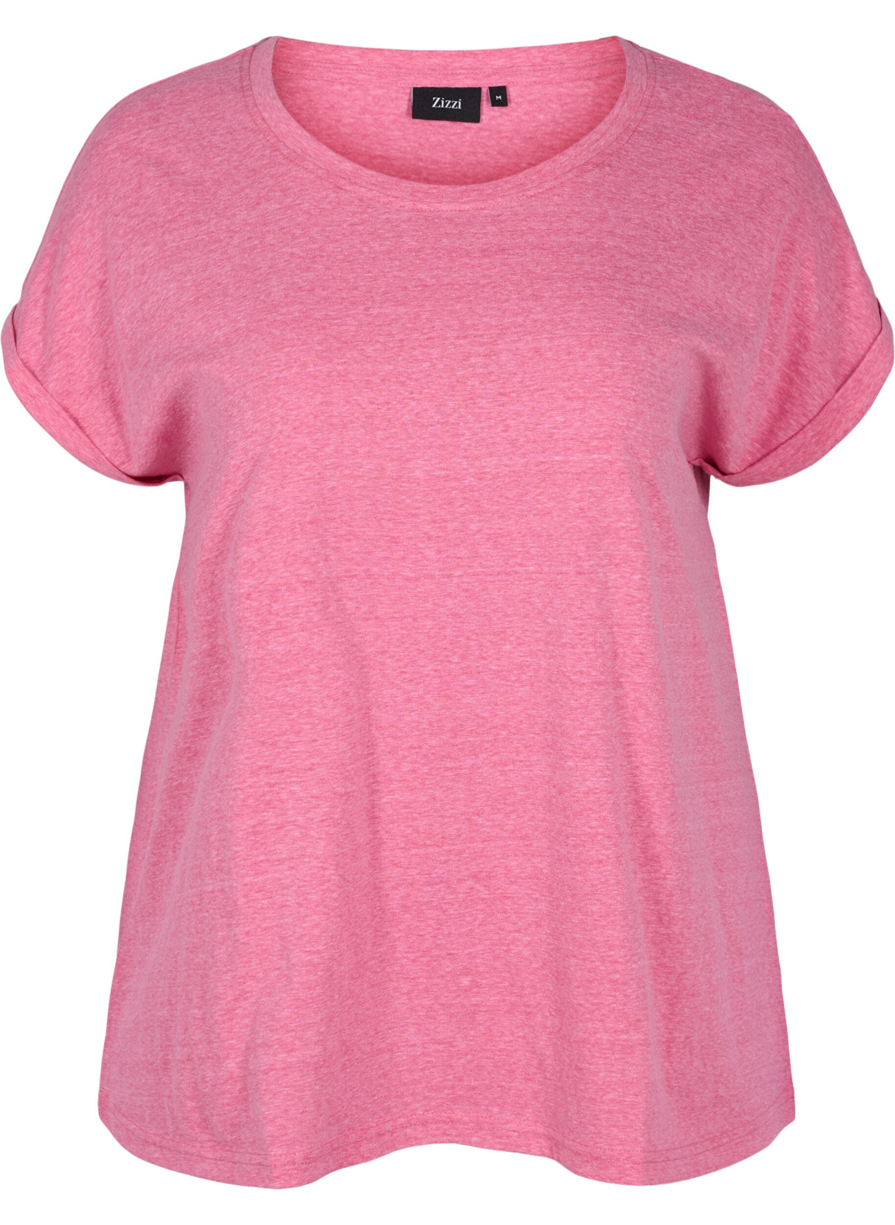 Zizzi Meliertes T-Shirt aus Baumwolle, Fandango Pink M&eacute;l, Packshot image number 0