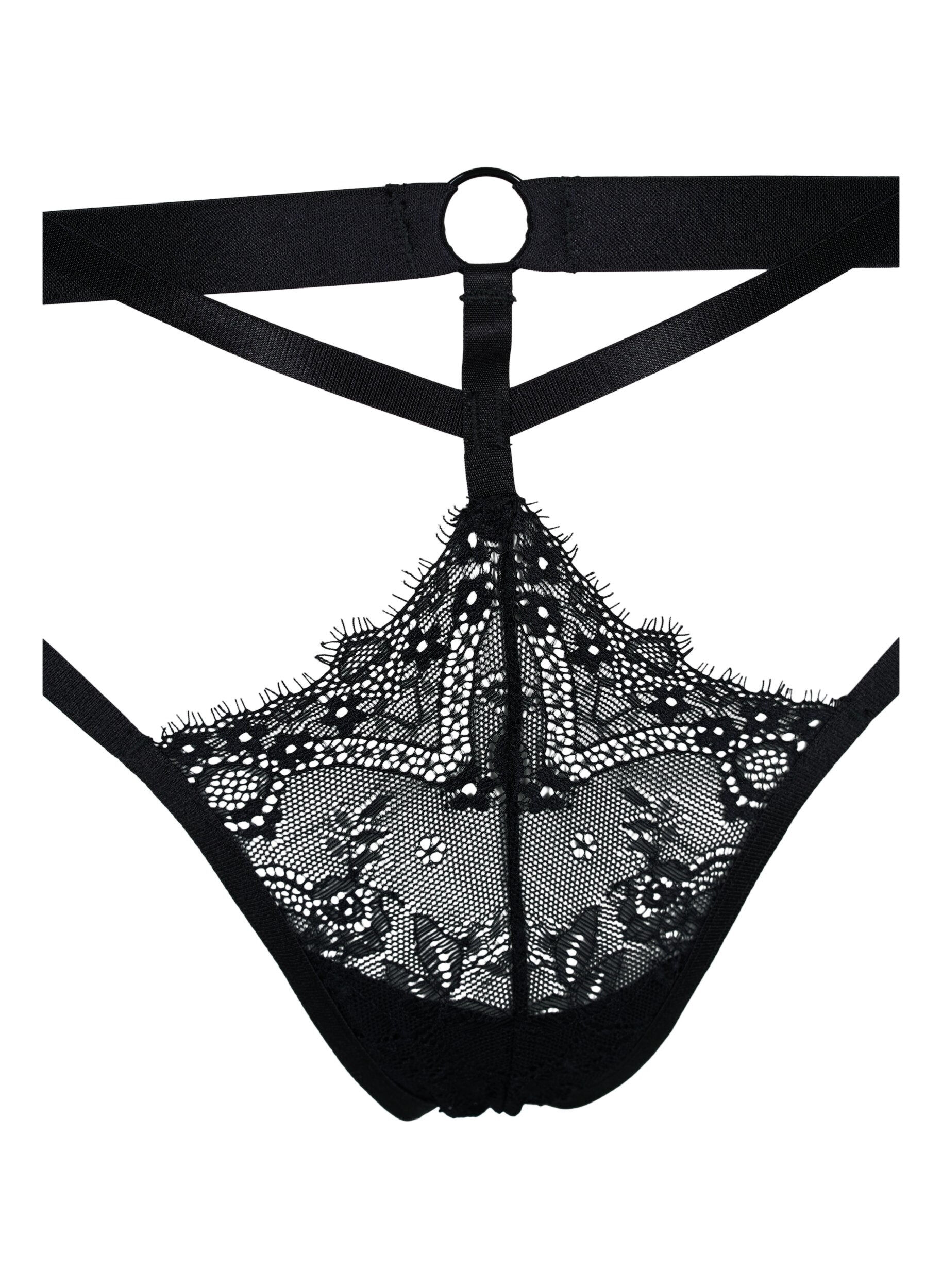 Zizzi G-String mit Spitze, Black, Packshot image number 2