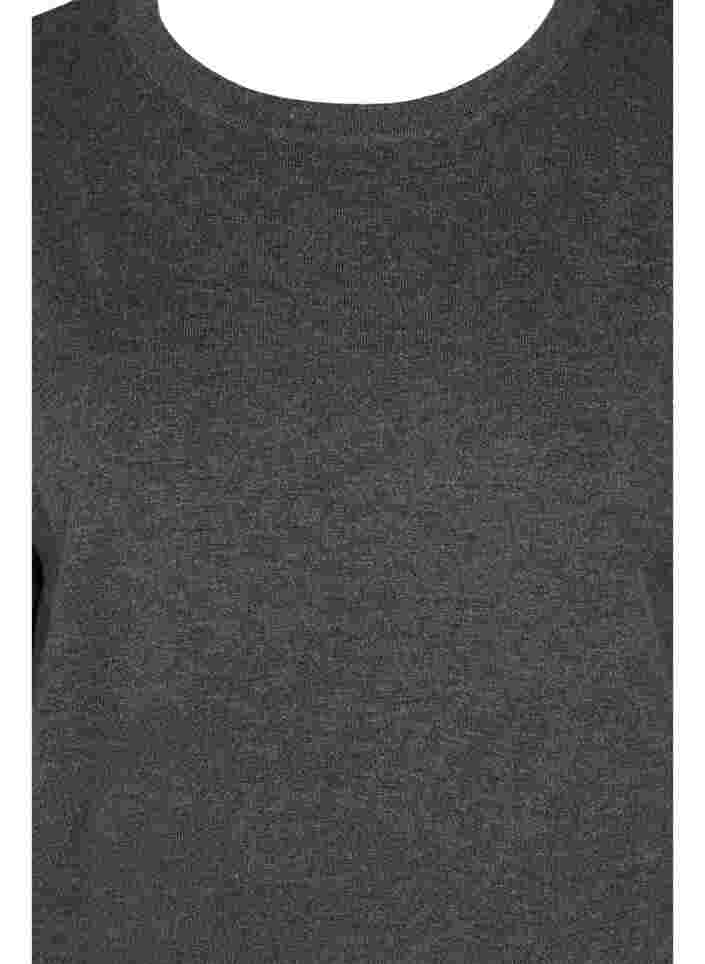 Strickbluse mit Rundhalsausschnitt und 3/4-Ärmeln, Dark Grey Melange, Packshot image number 2