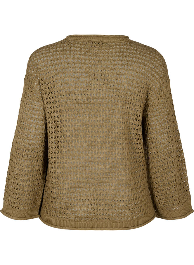 Strickpullover mit Lochmuster - Grün - Gr. 42-64 - Zizzi 