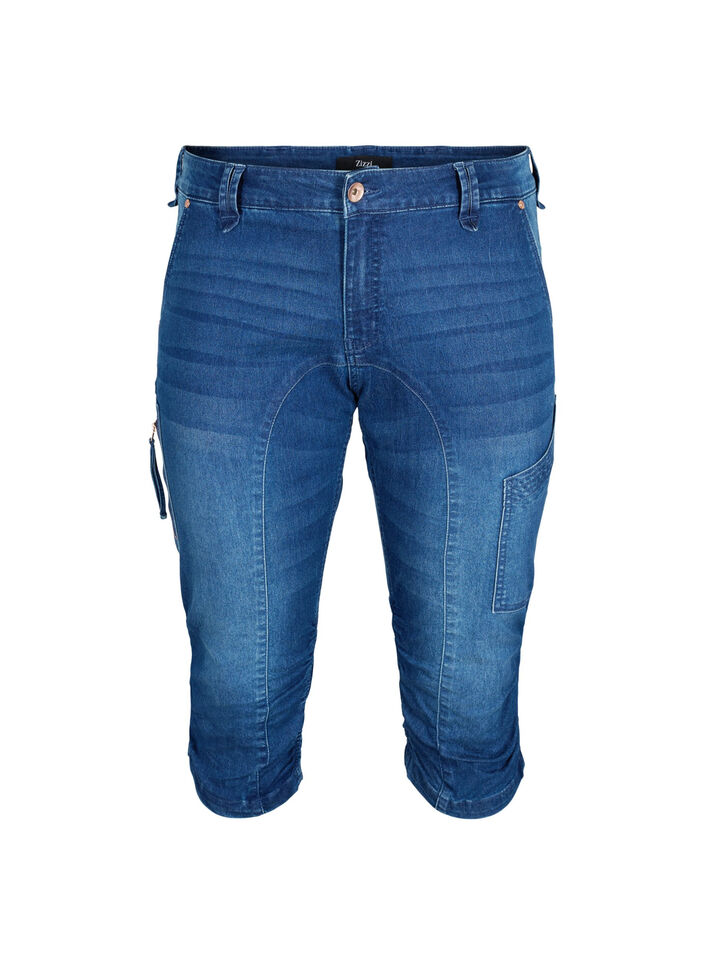 Slim Fit Capri-Jeans mit Taschen, Blau, Packshot image number 0