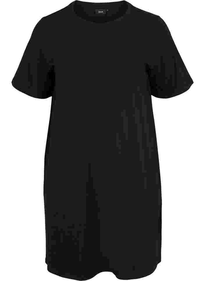 Einfarbiges T-Shirt-Nachthemd aus Baumwolle, Black, Packshot image number 0